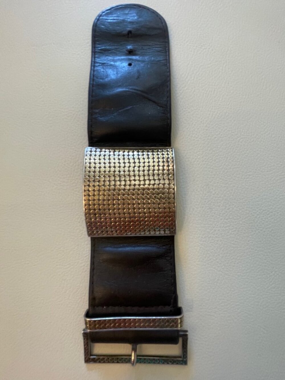 Anna Beck Bracelet in Brown Leather with Gold Beading